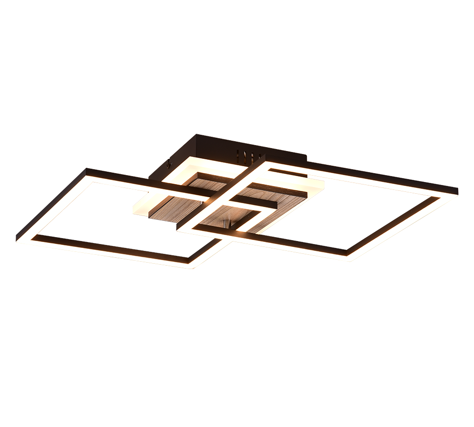 Giro LED ceiling lamp square wood imitation/matt black — R62793635