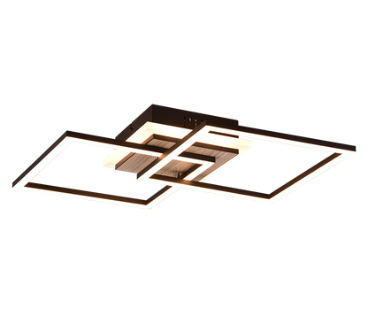 Giro LED ceiling lamp square wood imitation/matt black — R62793635