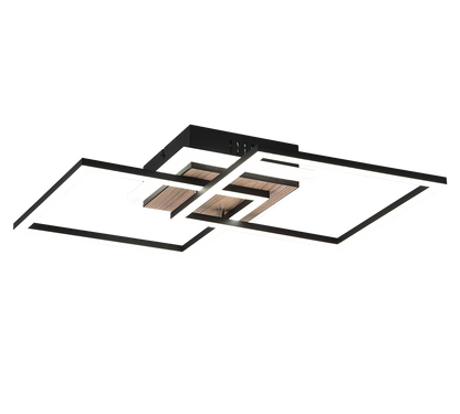 Giro LED ceiling lamp square wood imitation/matt black — R62793635