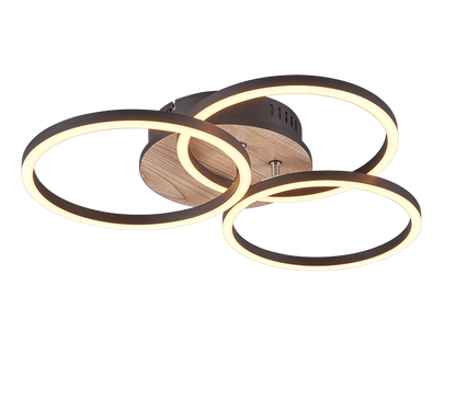 Circle LED ceiling lamp wood imitation/matt black — R62823135