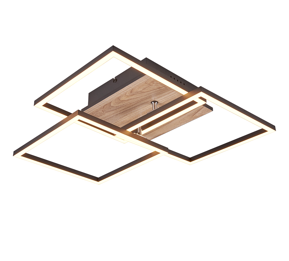 Mobile LED ceiling lamp wood imitation/matt black — R62883135