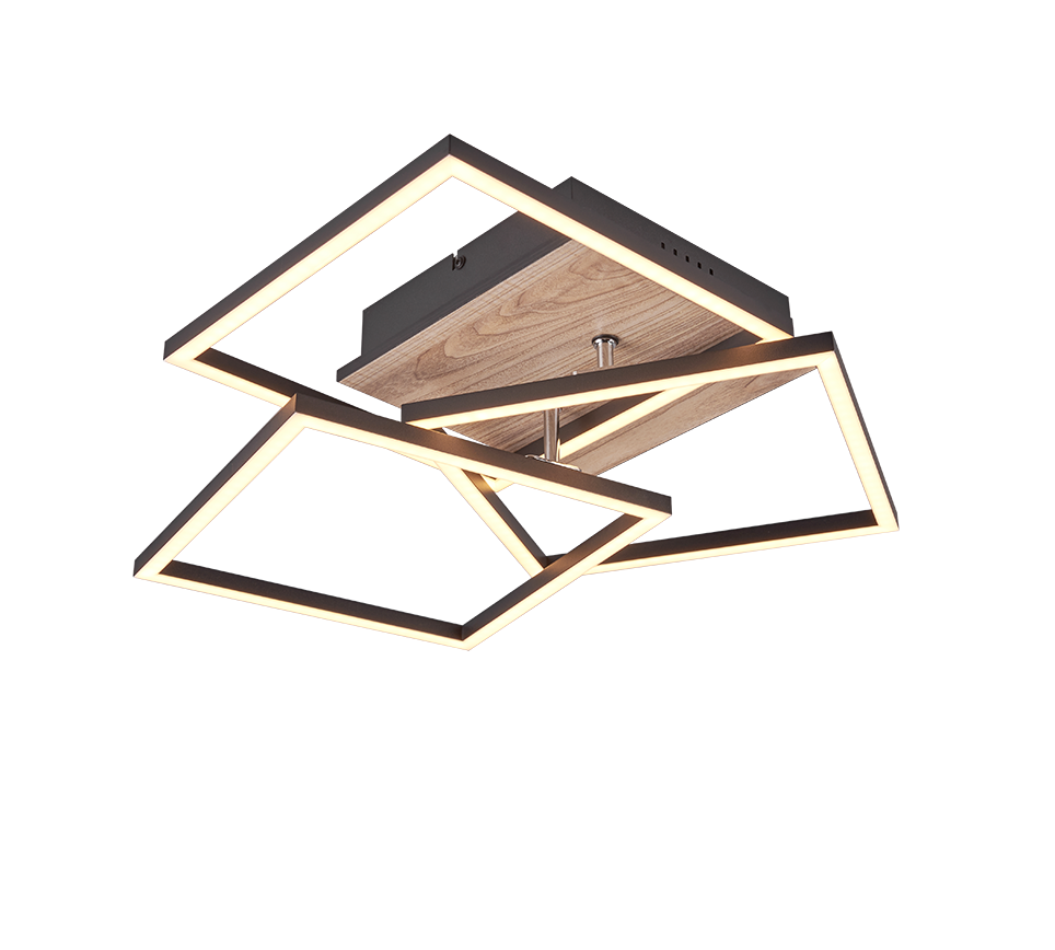 Mobile LED ceiling lamp wood imitation/matt black — R62883135