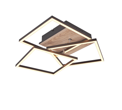 Mobile LED ceiling lamp wood imitation/matt black — R62883135