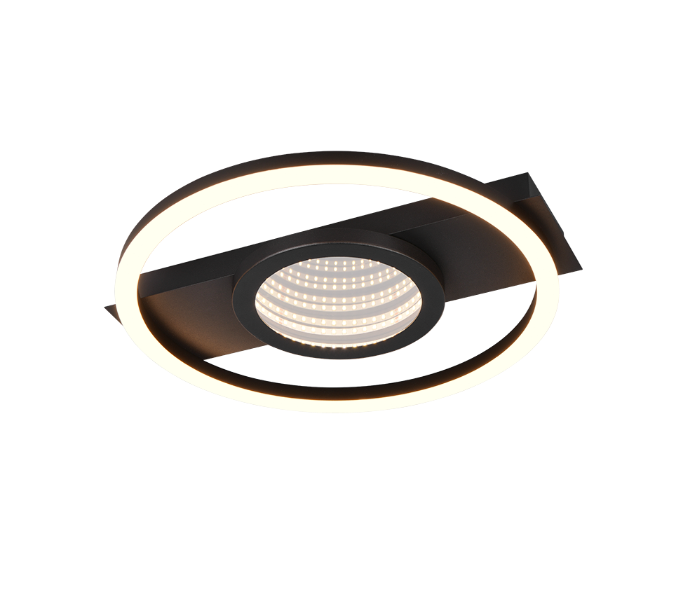 Wheeler LED ceiling lamp round matt black 3000K — R64801132