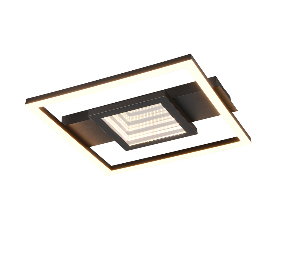 Wheeler LED ceiling lamp square matt black 3000K — R64801932