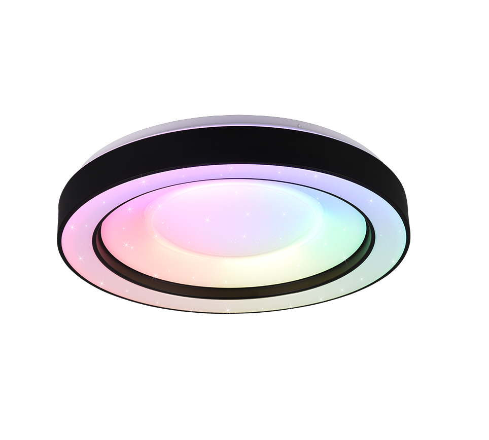 Arco LED ceiling lamp 49 cm matt black starlight RGBW — R65091032