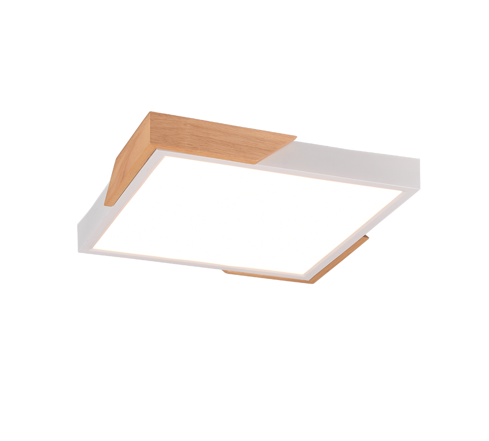 Meta LED ceiling lamp matt white/wood — R67191131