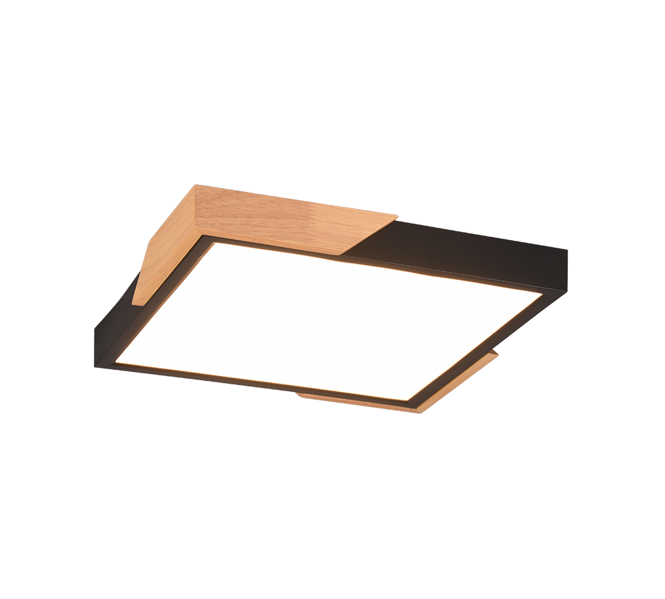 Meta LED ceiling lamp matt black/wood — R67191132