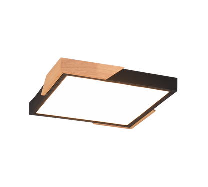 Meta LED ceiling lamp matt black/wood — R67191132