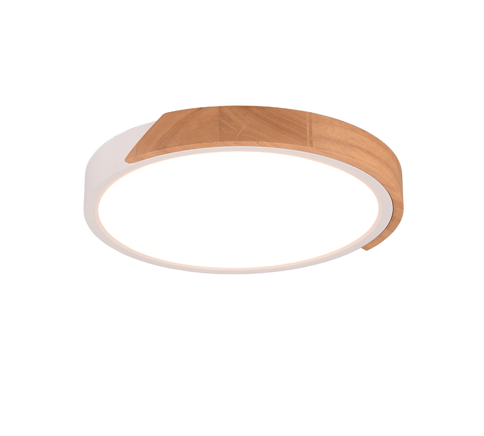 Jano LED ceiling lamp matt white/wood — R67201131