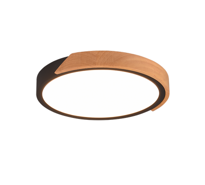 Jano LED ceiling lamp matt black/wood — R67201132