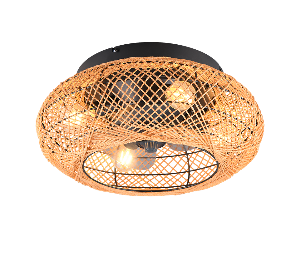 Lillesand ceiling fan 4xE27 brown/paper yarn — R67302126