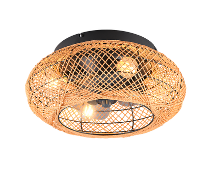 Lillesand ceiling fan 4xE27 brown/paper yarn — R67302126