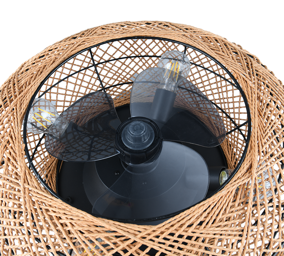 Lillesand ceiling fan 4xE27 brown/paper yarn — R67302126