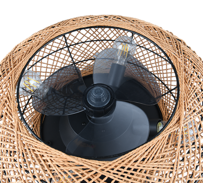 Lillesand ceiling fan 4xE27 brown/paper yarn — R67302126