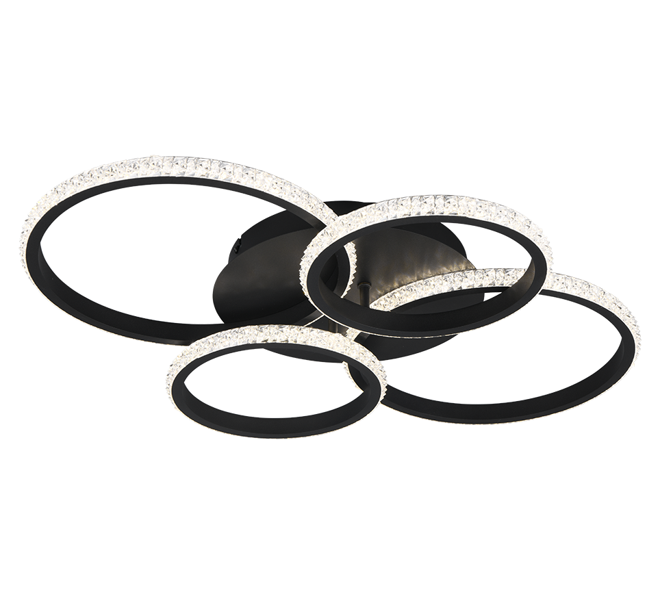 Cires LED ceiling lamp matt black/crystal effect 4000K — R67364132