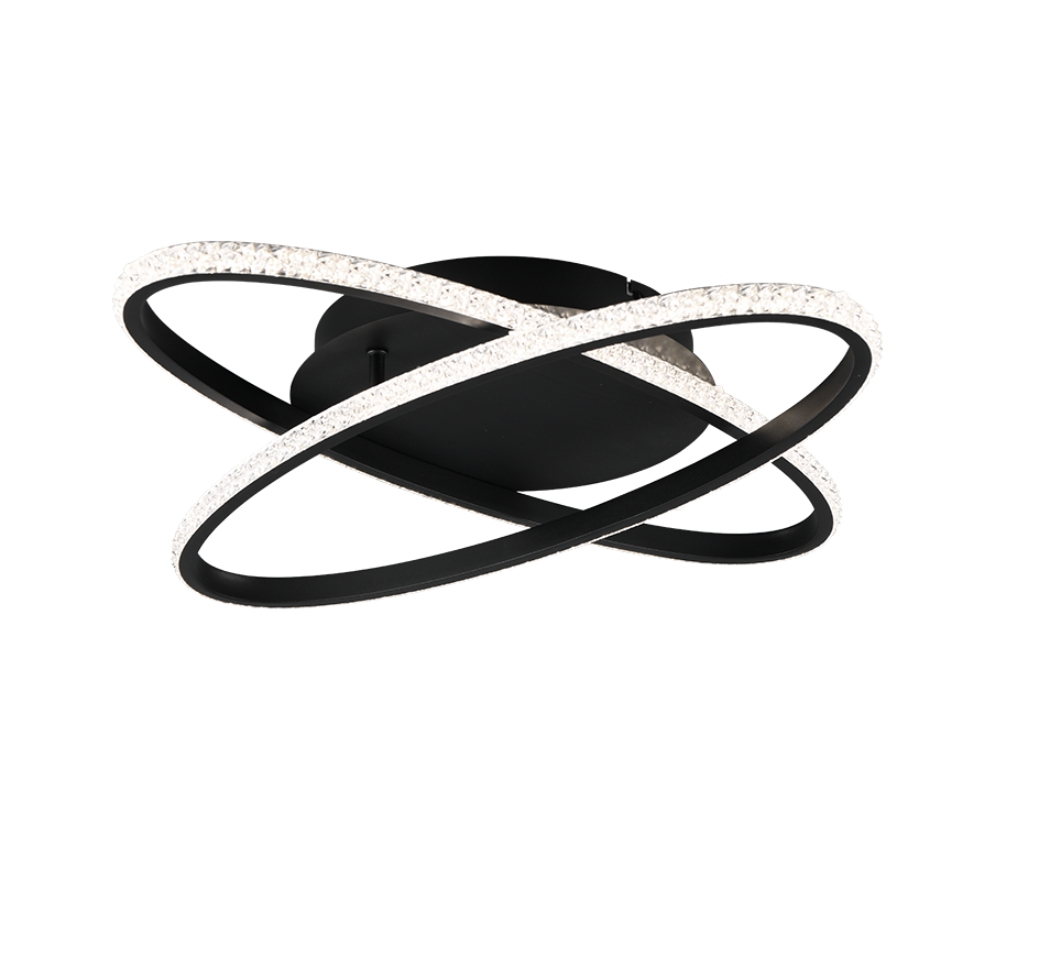 Lane LED ceiling lamp matt black/crystal effect 4000K — R67802132