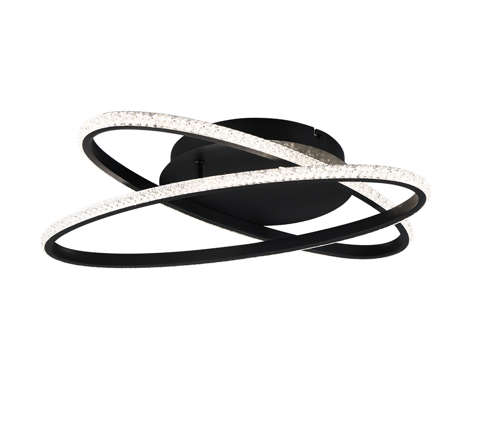 Lane LED ceiling lamp matt black/crystal effect 4000K — R67802132