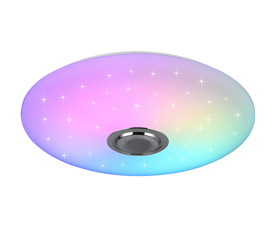 Musica LED ceiling lamp 58 cm white with bluetooth speaker starlight RGBW — R69031901