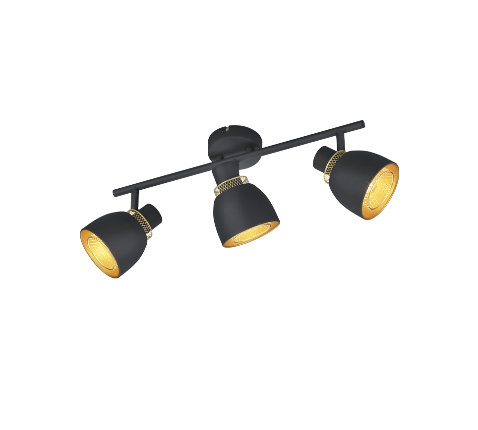 Punch spotlight 3-pc E14 matt black/gold — R80813032