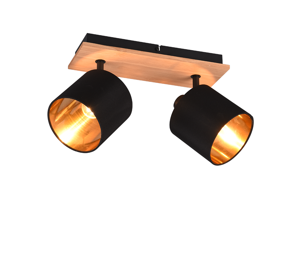 Tommy spotlight 2-pc E14 wood/matt black — R81332030