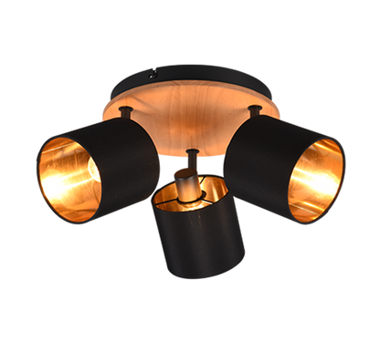 Tommy spotlight 3-pc E14 wood/matt black — R81333930