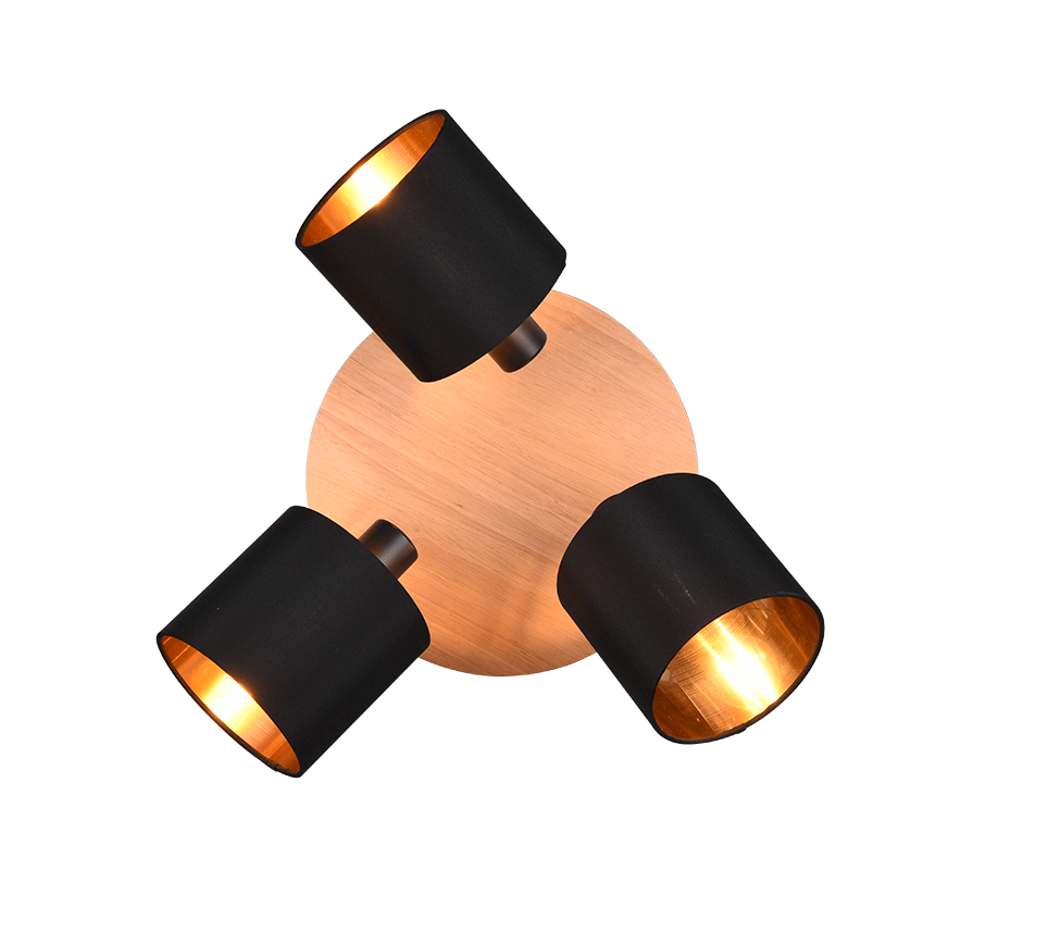 Tommy spotlight 3-pc E14 wood/matt black — R81333930