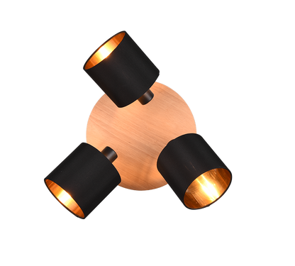 Tommy spotlight 3-pc E14 wood/matt black — R81333930