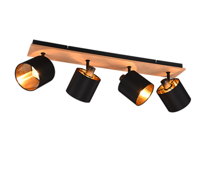 Tommy spotlight 4-pc E14 wood/matt black — R81334030