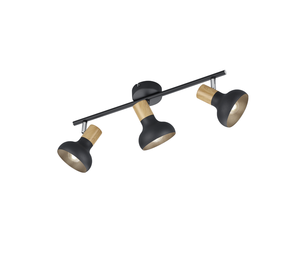 Latika spotlight 3-pc E14 matt black/wood — R81523032