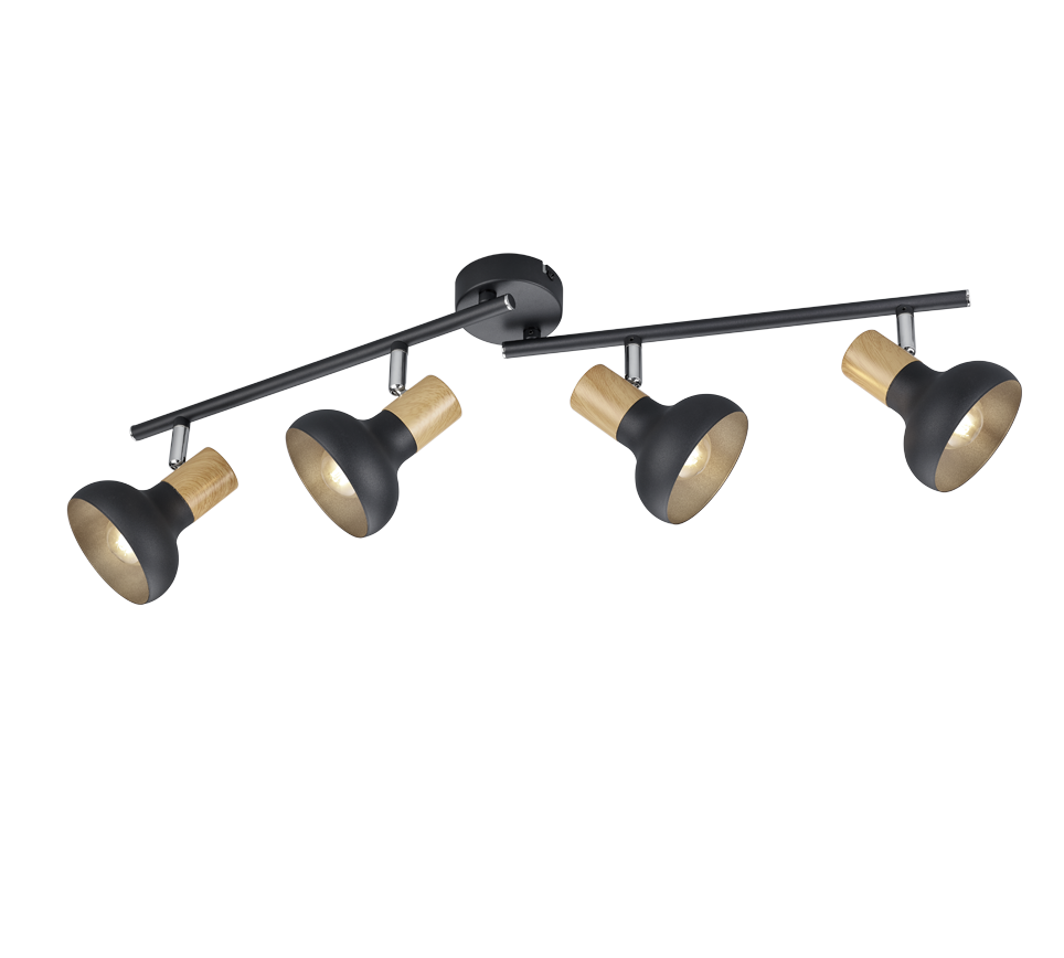 Latika spotlight 4-pc E14 matt black/wood — R81524032