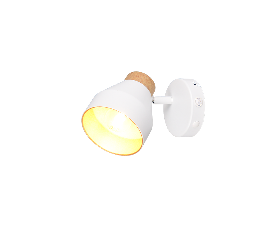 Valentin spot 1-pc E14 matt white/gold/wood — R81921731