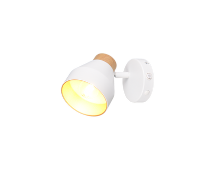 Valentin spot 1-pc E14 matt white/gold/wood — R81921731