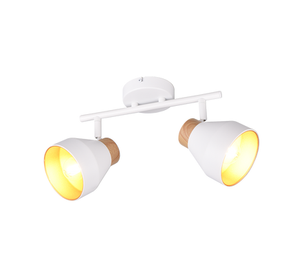 Valentin spot 2-pc E14 matt white/gold/wood — R81922031