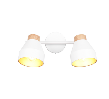 Valentin spot 2-pc E14 matt white/gold/wood — R81922031