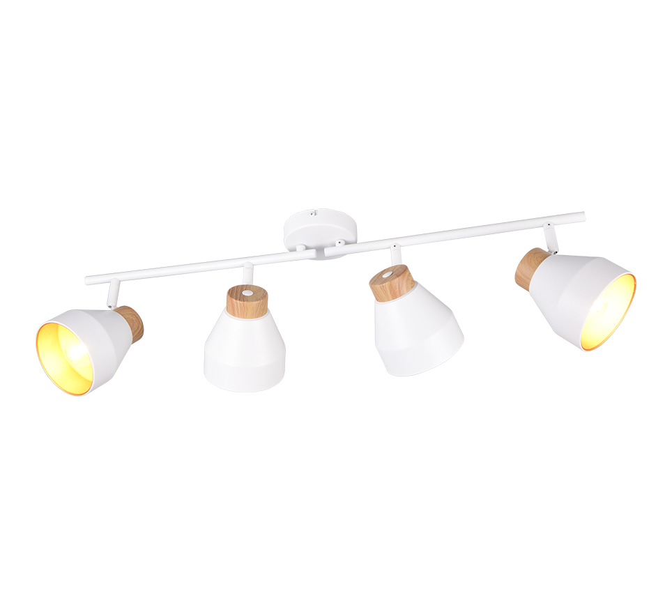 Valentin spot 4-pc E14 matt white/gold/wood — R81924031