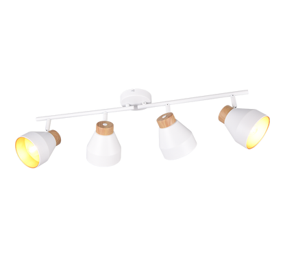 Valentin spot 4-pc E14 matt white/gold/wood — R81924031