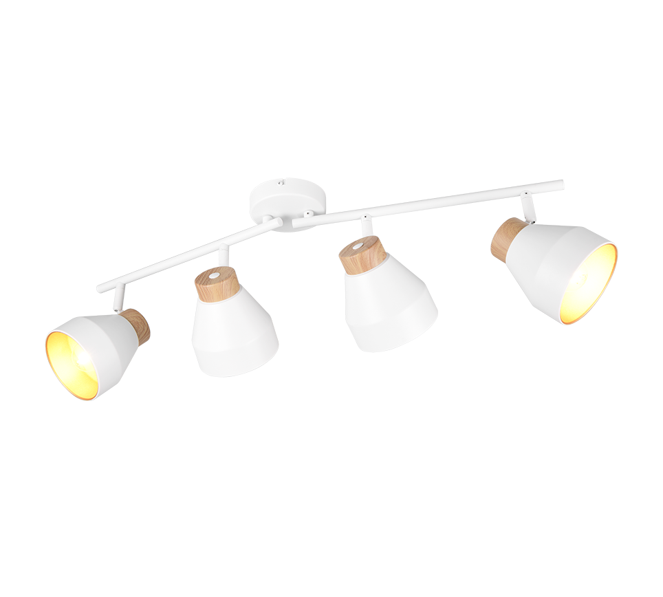 Valentin spot 4-pc E14 matt white/gold/wood — R81924031
