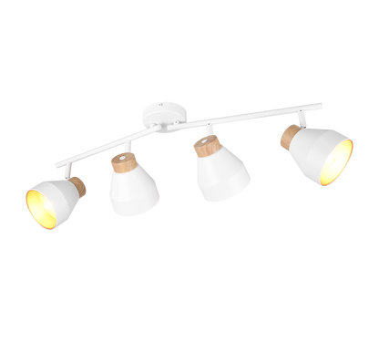 Valentin spot 4-pc E14 matt white/gold/wood — R81924031