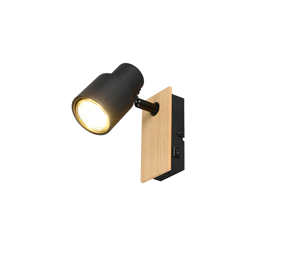 Pierre spot 1-pc matt black/wood — R81981732