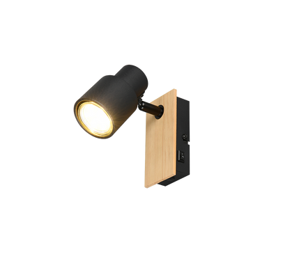 Pierre spot 1-pc matt black/wood — R81981732