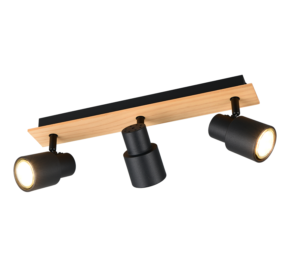 Pierre spot 3-pc matt black/wood — R81983032