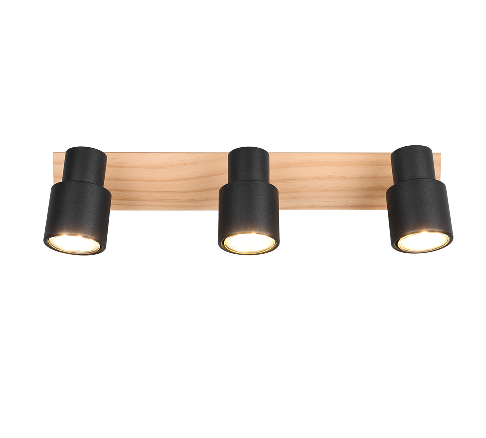 Pierre spot 3-pc matt black/wood — R81983032