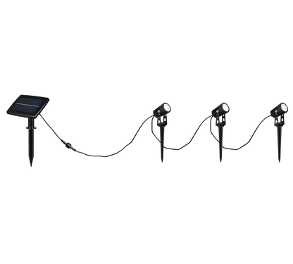 Obidos hybrid solar LED spotlight 3-pc matt black rechargeable dusk sensor 4000K — R83256332