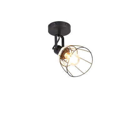 Jerome spot 1-pc E27 matt black/rattan — R86231732