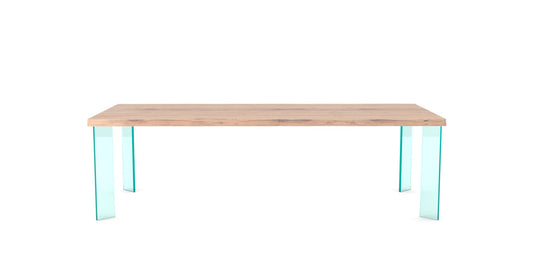 Devina Nais Dining Table Seattle - Line (Glass Base) — manufacturer image, example finish and configuration
