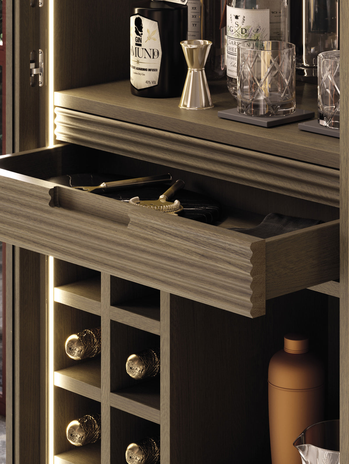 Devina Nais Wine Cabinet Volo Glass — manufacturer example configuration and finish — additional view