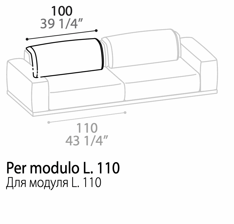 Manufacturer technical drawing for DDUR10; line illustration, not a product photograph. Grey sofa outlines show application context only and are not included.