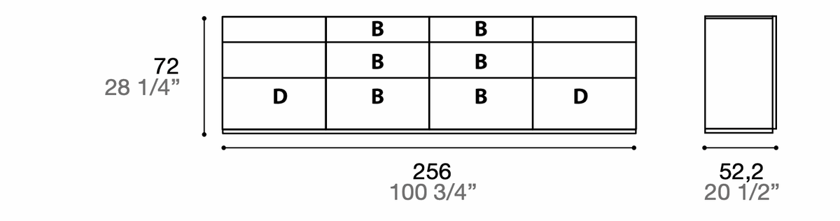 Manufacturer technical diagram of Alf DaFrè Metropolis PSC585. Diagram shows this composition, not a finish photograph.