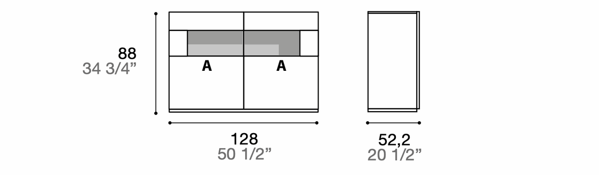 Manufacturer technical diagram of Alf DaFrè Metropolis PSC588. Diagram shows this composition, not a finish photograph.
